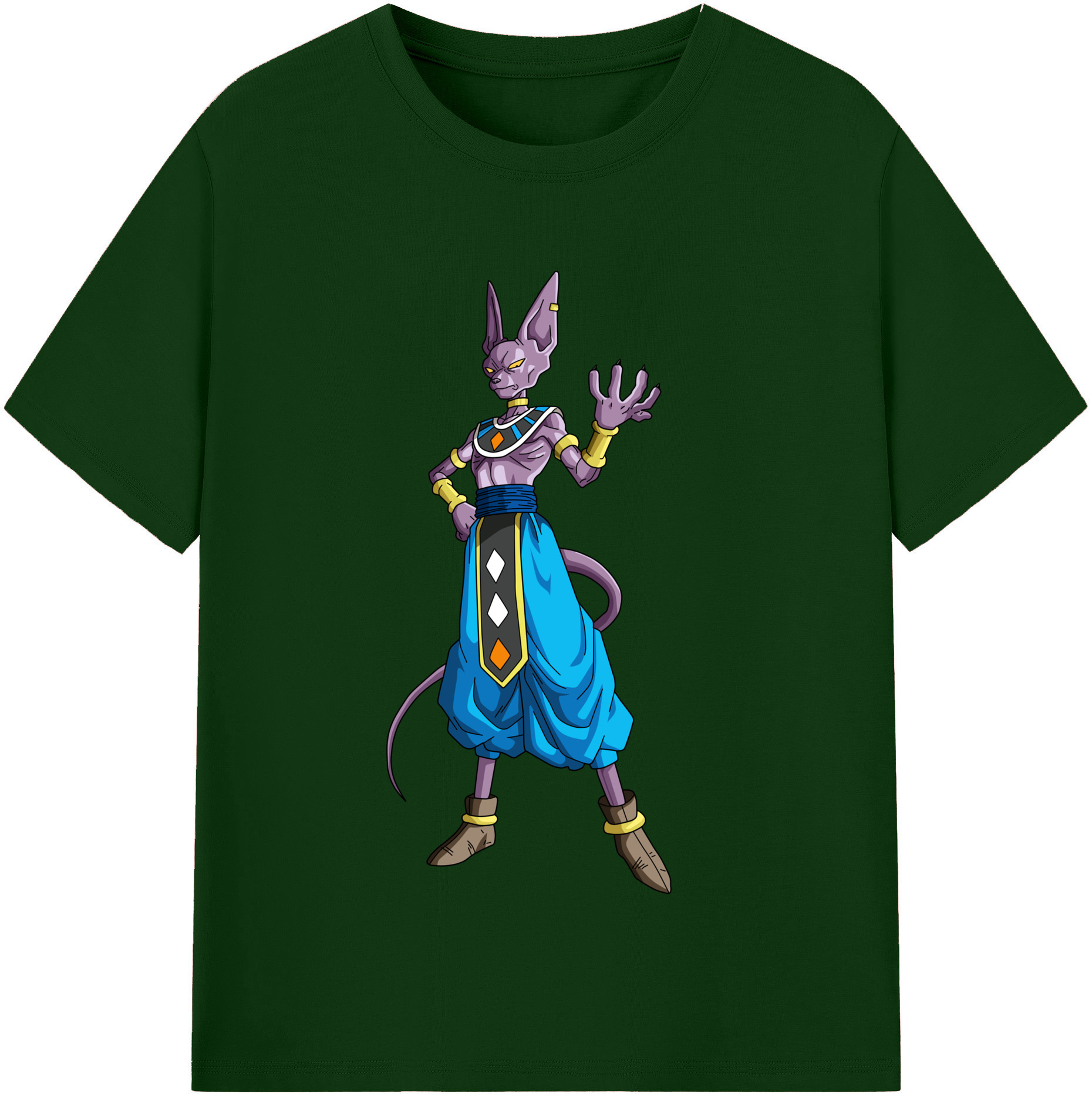 （画像用） ドラゴンボール ビルス 破壊神ビルス DRAGON BALL Beerus Birusu 綿100％半袖Tシャツ（フロントプリント）